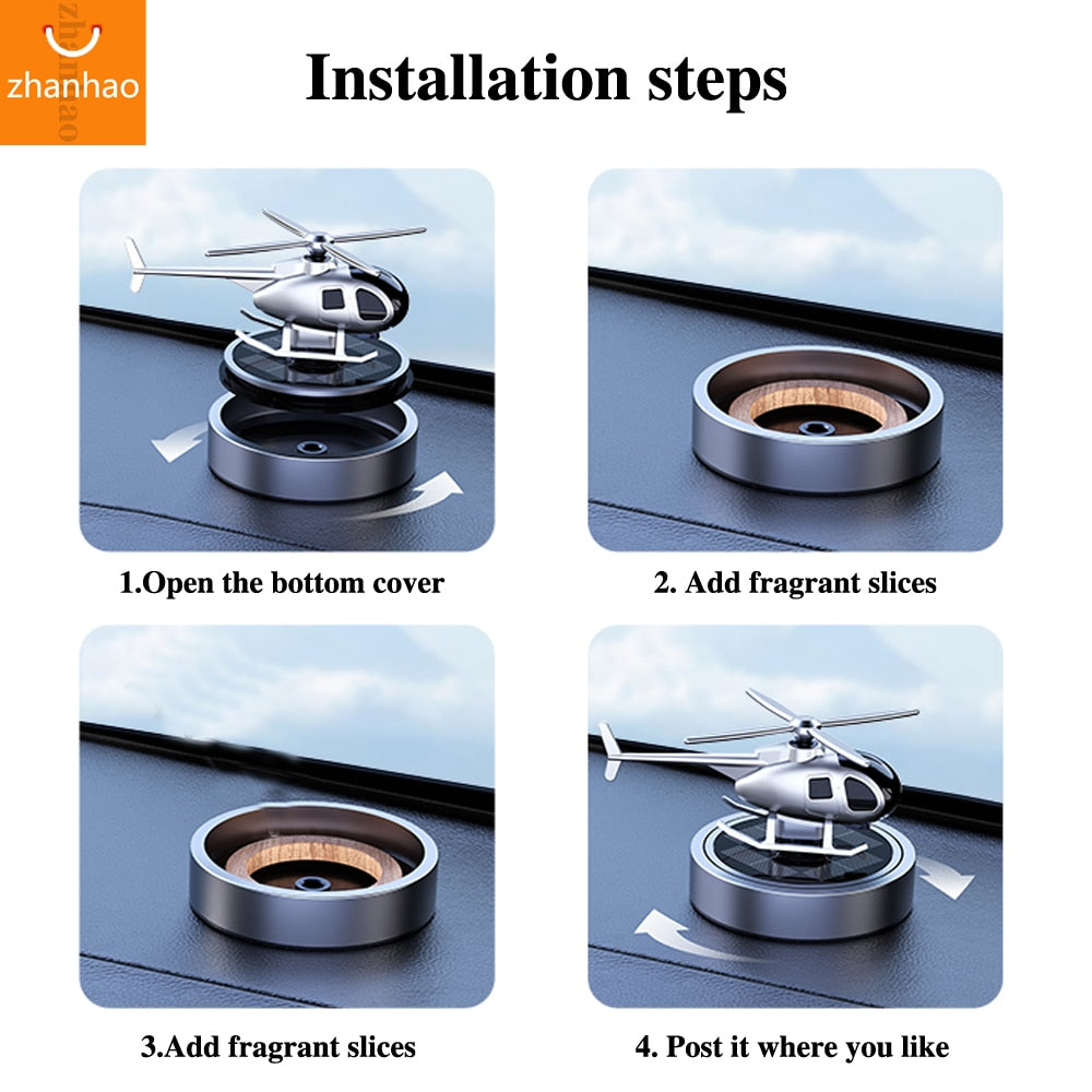 Car Air Freshener Solar Helicopter