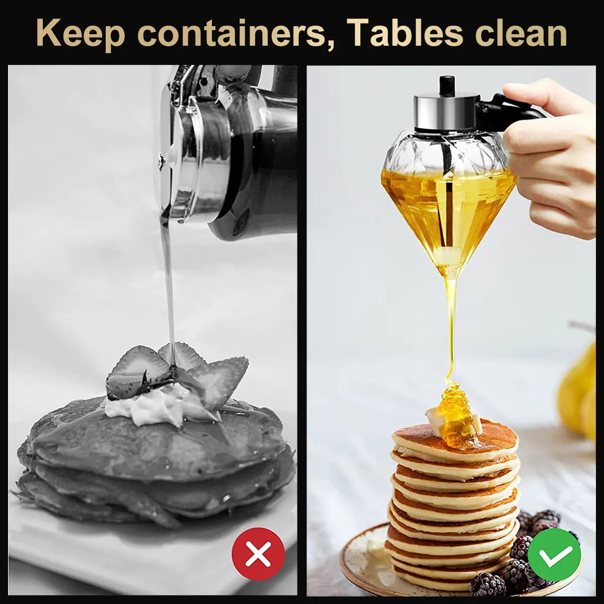 Diamond Shaped Glass Honey Dispenser