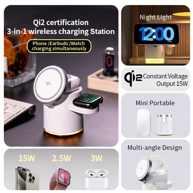 3-in-1 Wireless Fast Charging Station Stand