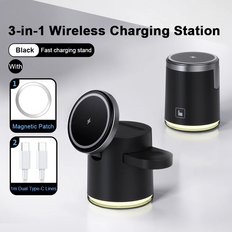3-in-1 Wireless Fast Charging Station Stand
