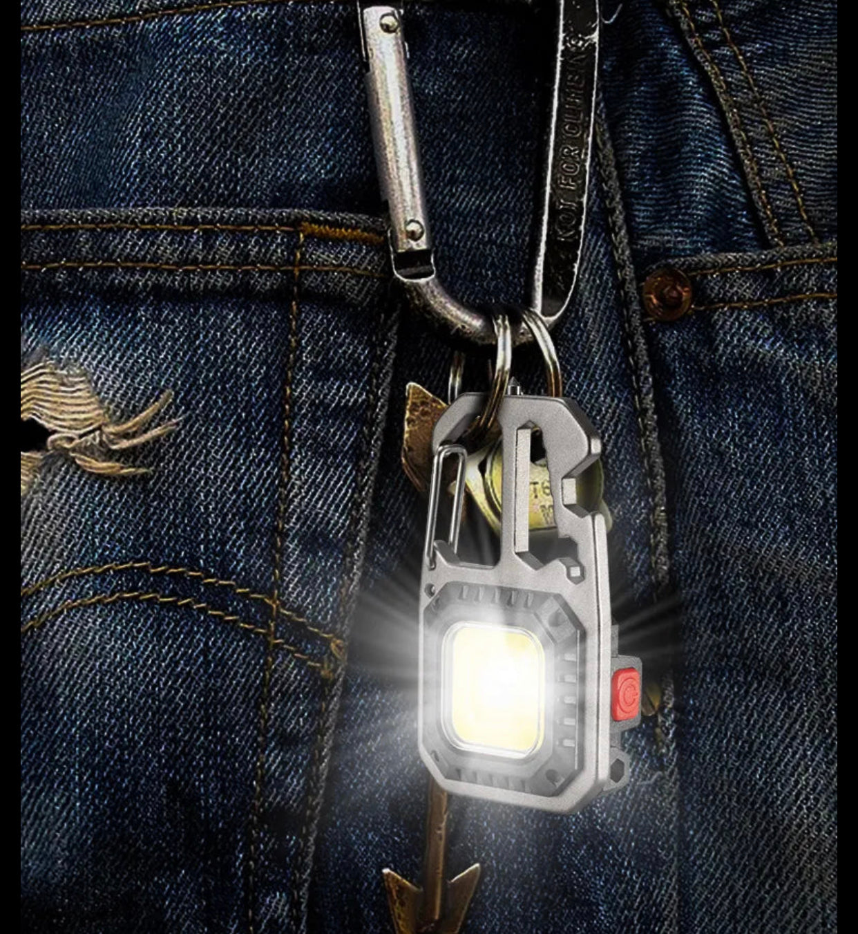 Multifunctional mini led keychain flashlight.