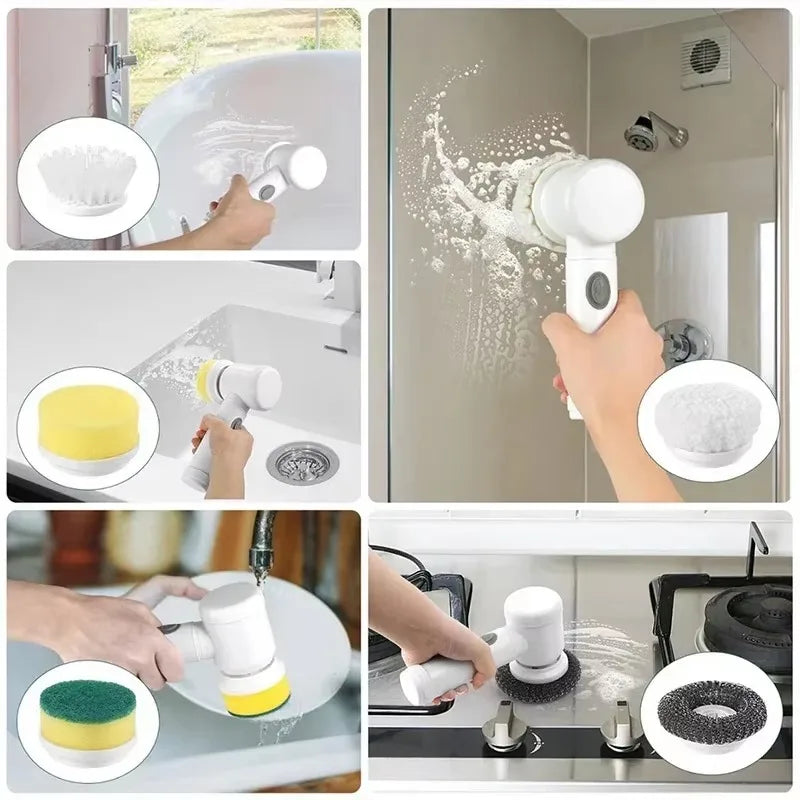 🧽 Electric Spin Scrubber – 5-in-1 Cordless Cleaning Brush