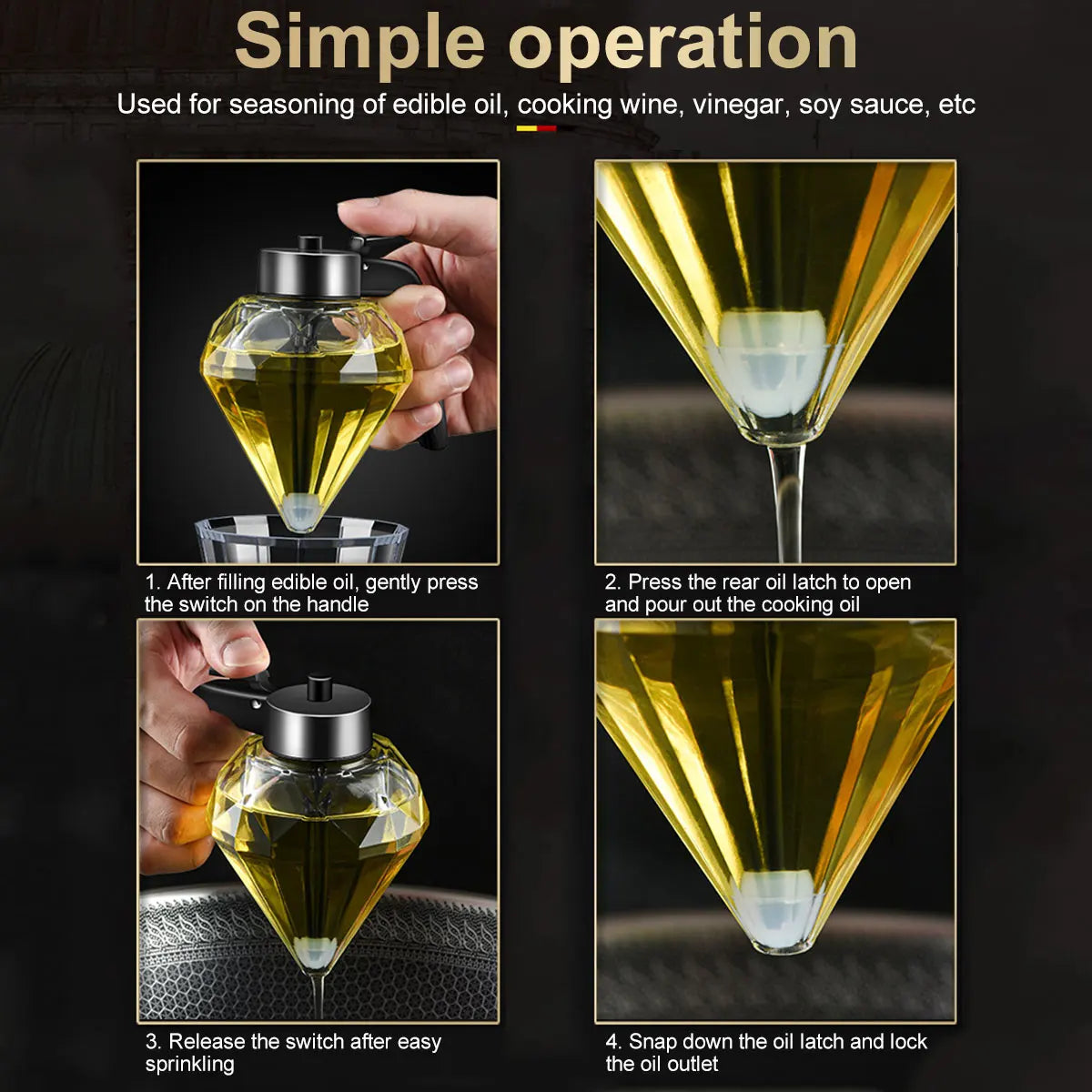 Diamond Shaped Glass Honey Dispenser