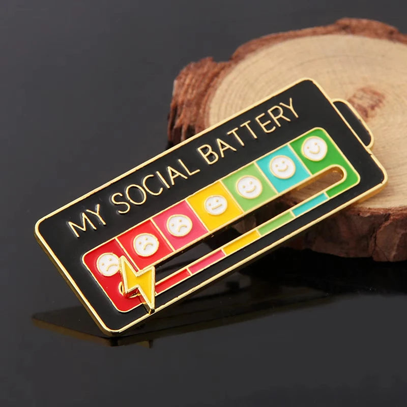 Mood Energy Brooch – Social Battery Pin