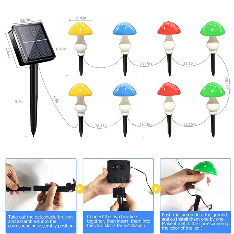 Solar Mushroom Garden Lights – Waterproof Outdoor Decor (8 Modes)